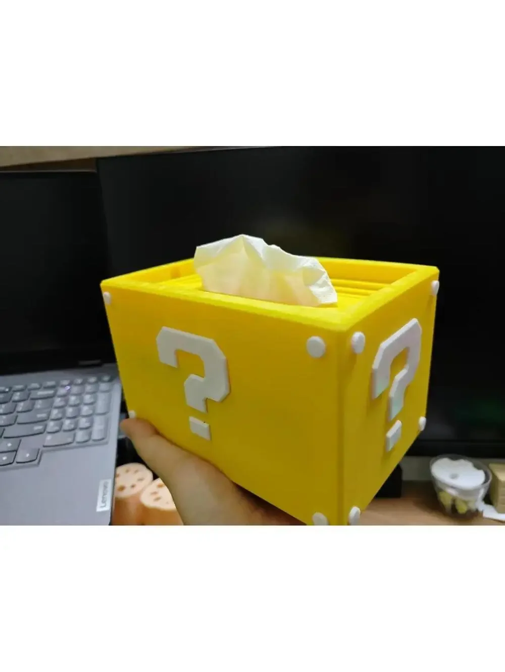 D Printed Question Block Style Tissue Box – Video Game Inspired Sunken Design